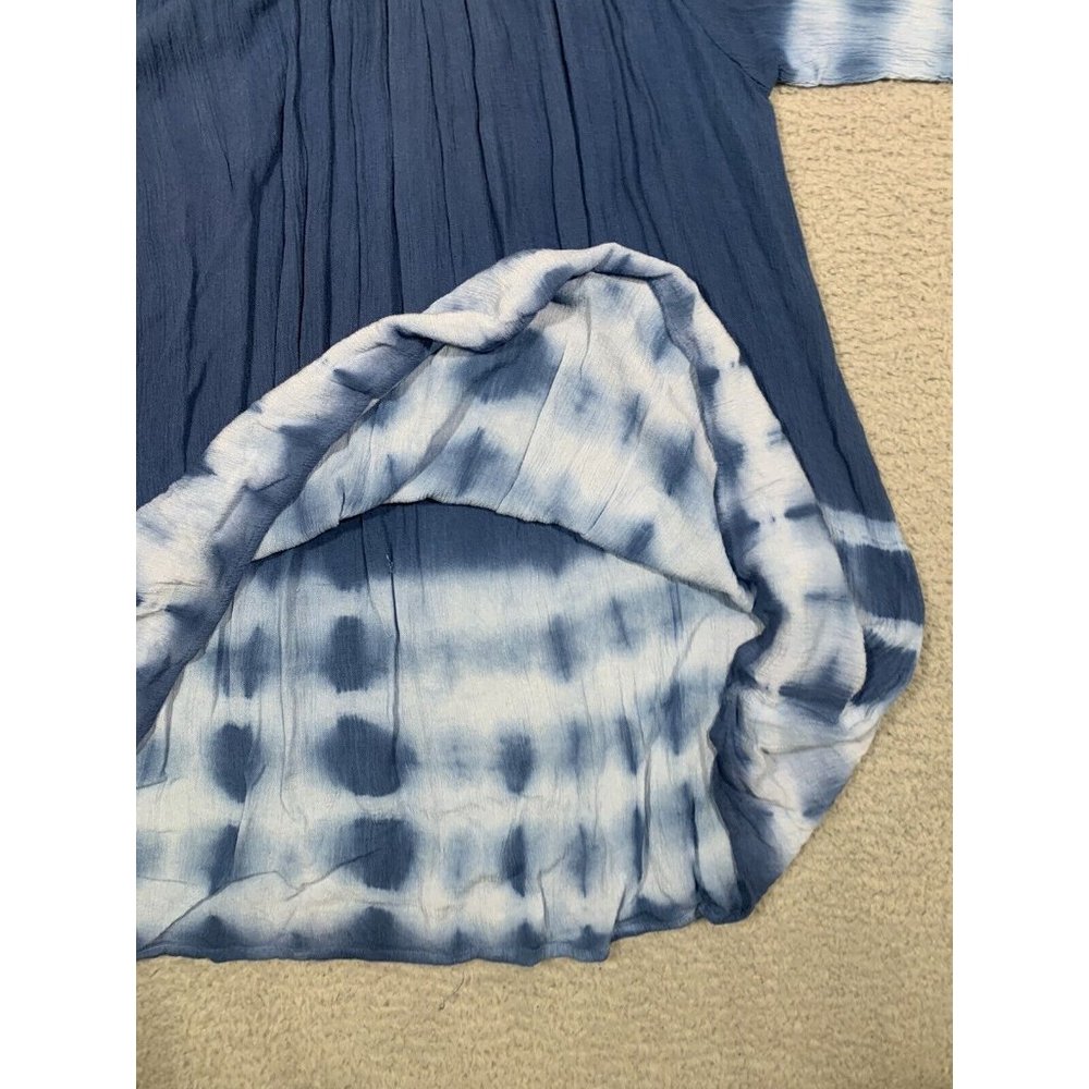 Soft Surroundings Cold Shoulder Tunic Tie Dye Gauze‎ Like Blue Rayon Large L - Picture 7 of 12